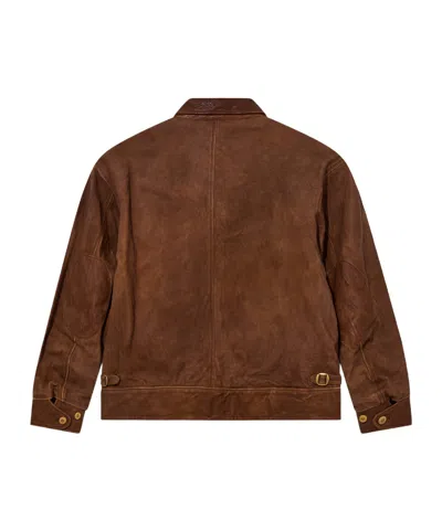 Visvim Front Zipper Leather Jacket In Brown