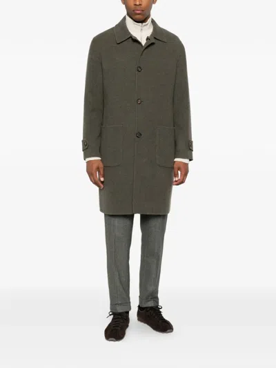 Eleventy Button-fastening Wool Coat In Green