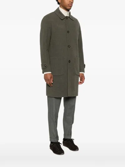 Eleventy Button-fastening Wool Coat In Green