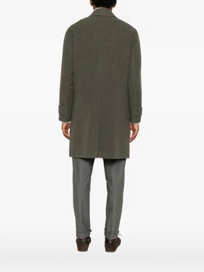 Eleventy Button-fastening Wool Coat In Green