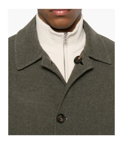 Eleventy Button-fastening Wool Coat In Green
