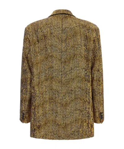 Missoni Sequin-embellished Double-breasted Blazer In Gold