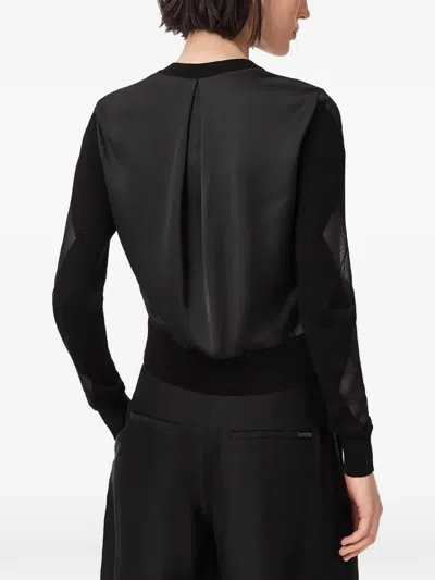 Allsaints Argyle-pattern Mesh-panel Cardigan In Black