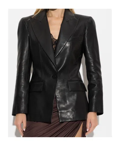 Balmain Structured-shoulder Lambskin Jacket In Black