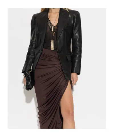 Balmain Structured-shoulder Lambskin Jacket In Black