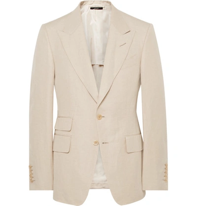 Tom Ford Beige Shelton Slim-fit Silk And Linen-blend Suit Jacket In Light Pink