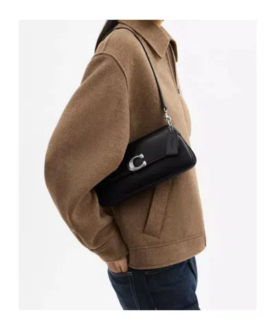 Coach Refined Calf Leather Jet Shoulder Bag In Black
