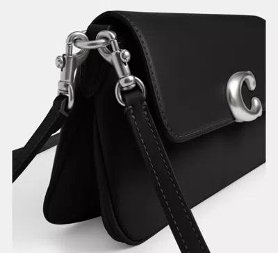 Coach Refined Calf Leather Jet Shoulder Bag In Black