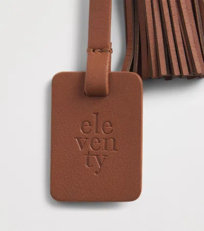 Eleventy Calfskin Fringed Keyring In Brown