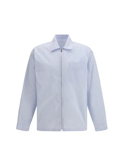 Prada Technical Fabric Shirt With Striped Pattern In White
