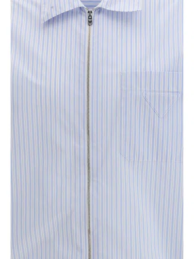 Prada Technical Fabric Shirt With Striped Pattern In White