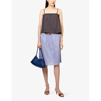 Deiji Studios Womens  Basic Cotton Mini Skirt In Blue