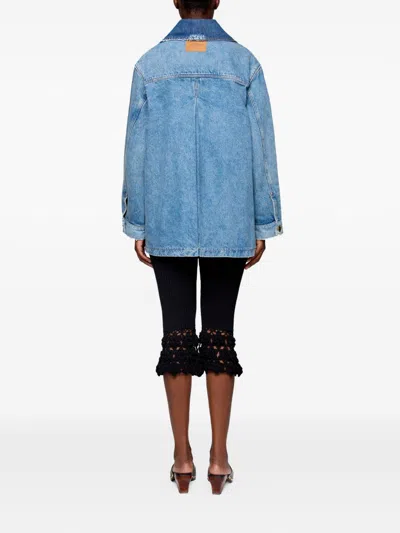 Ganni Patchwork Denim Jacket In Blue
