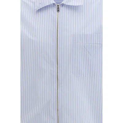 Prada Technical Fabric Shirt With Striped Pattern In White
