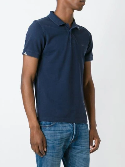 Shop Sun 68 Distressed Polo Shirt - Blue