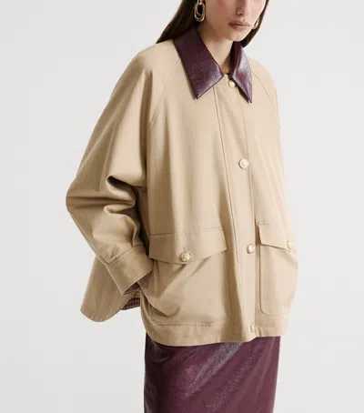 Marella Collared Button-front Casual Jacket In Neutral