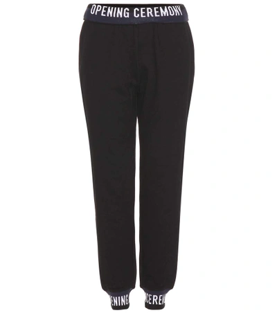 Shop Opening Ceremony Elastic Logo Cotton Track Pants In Llack