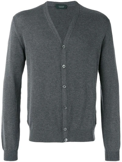 Shop Zanone V-neck Cardigan In Grey