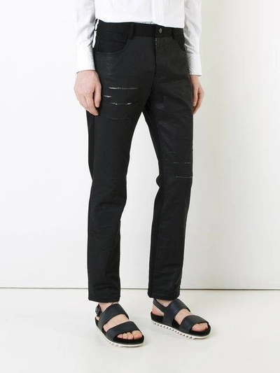 Shop General Idea Distressed Slim-fit Jeans In Black