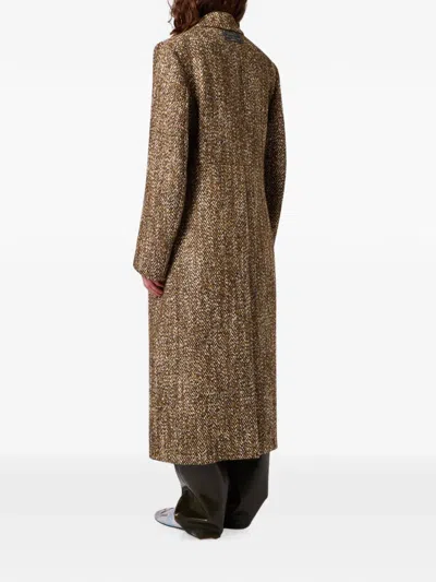 Msgm Double-breasted Coat In Brown