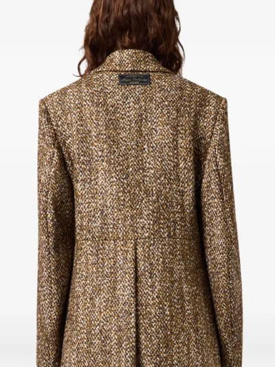Msgm Double-breasted Coat In Brown
