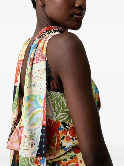 Never Fully Dressed Patchwork Cowl-neck Maxi Dress In Multi