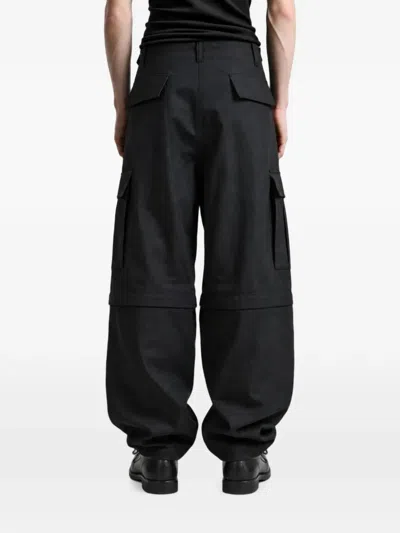 Vowels Multi-pocket Cargo Pants In Black