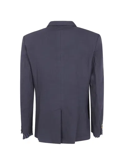 Junya Watanabe Herringbone-pattern Single-breasted Blazer In Blue