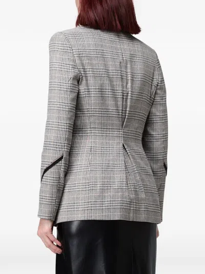 Hanita Check-pattern Double-breasted Jacket In Gray