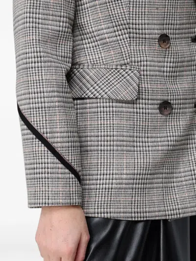 Hanita Check-pattern Double-breasted Jacket In Gray