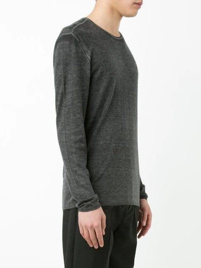 Shop John Varvatos Reverse Print Long Sleeve Sweater In Grey