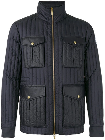 Moncler Zip Up Padded Jacket In Blue