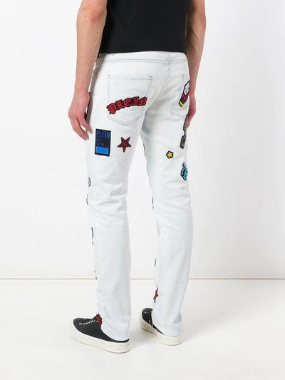 Shop Philipp Plein Embroidered Patch Jeans