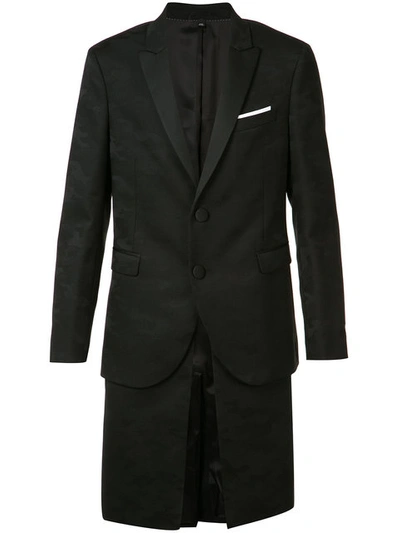 Neil Barrett Layered Camouflage Blazer In Black