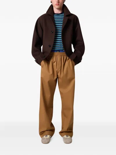 Msgm Striped Crest-patch T-shirt In Blue