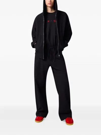 Msgm Logo-embroidered Drawstring Track Pants In Black