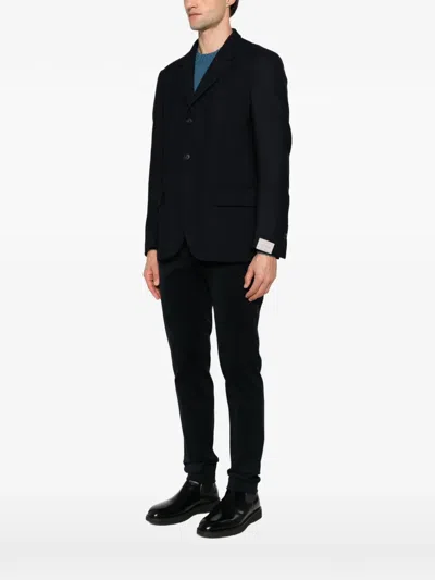 Corneliani Textured Single-breasted Blazer In Blue
