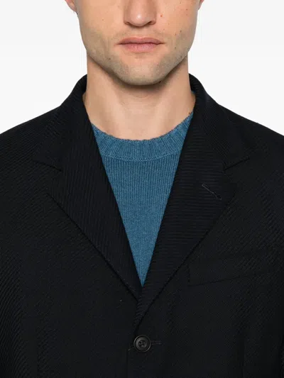 Corneliani Textured Single-breasted Blazer In Blue