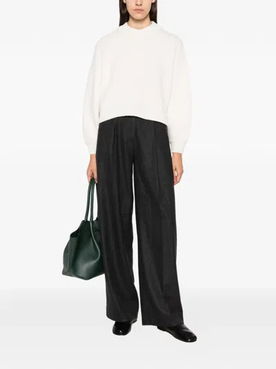 Sessun Cropped Ribbed Mock Neck Sweater In White