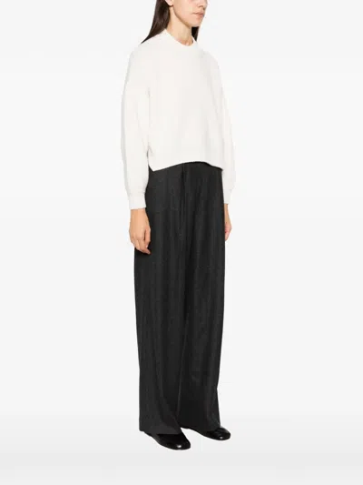 Sessun Cropped Ribbed Mock Neck Sweater In White