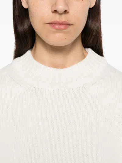 Sessun Cropped Ribbed Mock Neck Sweater In White