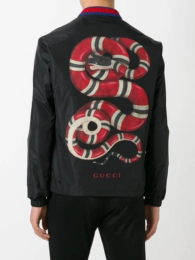 Gucci Snake-print Lightweight Bomber Jacket In Black | ModeSens