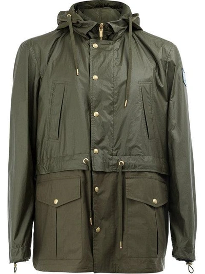 Moncler Hooded Cotton Jacket In Green