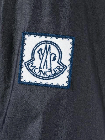 Shop Moncler Logo Patch Hooded Jacket - Blue