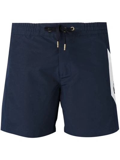 Shop Moncler Chevron Stripe Swim Shorts