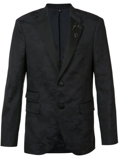 Neil Barrett Camouflage Trim Suit Jacket In Blue