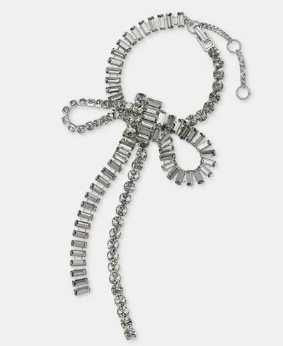Givenchy Crystal Statement Bow Flex Bracelet In Silver
