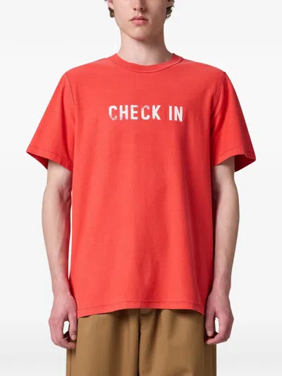 Msgm Slogan-print T-shirt In Orange