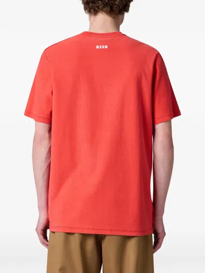 Msgm Slogan-print T-shirt In Orange