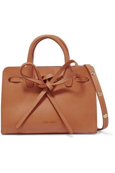 Shop Mansur Gavriel Sun Mini Mini Leather Tote In Camel